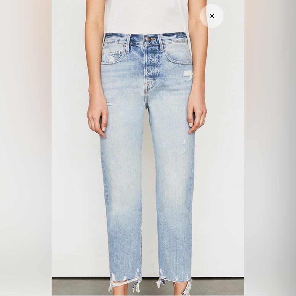 Frame Le Original High Rise Distressed Rigid Denim